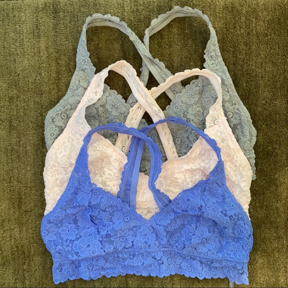 Cross-back lace Aerie bralettes